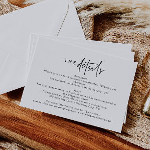 Modern Minimalist Wedding Details Enclosure Card