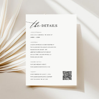 Modern Minimalist Wedding Details Enclosure Card