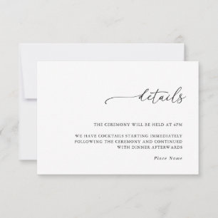Modern Minimalist Wedding Details Enclosure Card