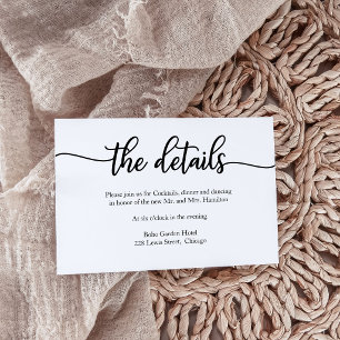 Modern Minimalist Wedding Details Insert Card
