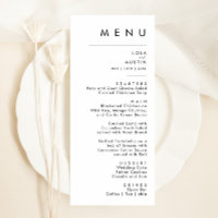 Modern Minimalist Wedding Dinner Menu