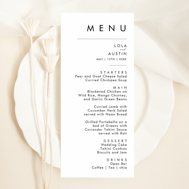 Modern Minimalist Wedding Dinner Menu (Creator Uploaded)