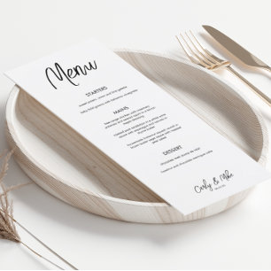 Modern Minimalist Wedding Dinner Menu Cards