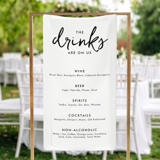 Modern Minimalist Wedding Drinks Bar Menu Banner (Creator Uploaded)