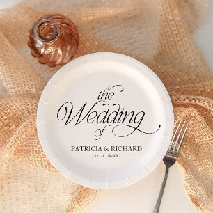 Modern Minimalist Wedding Elegant Paper Plate