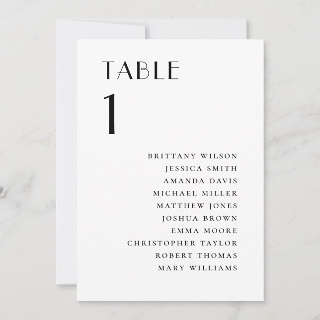 Modern Minimalist Wedding | Elegant Seating Chart Invitation (Front)