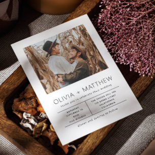 Modern Minimalist Wedding   Elegant Simple Photo Invitation