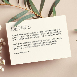 Modern Minimalist Wedding Enclosure Card