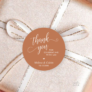Modern Minimalist Wedding Favour Gifts Thank You Classic Round Sticker