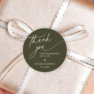 Modern Minimalist Wedding Favour Gifts Thank You Classic Round Sticker
