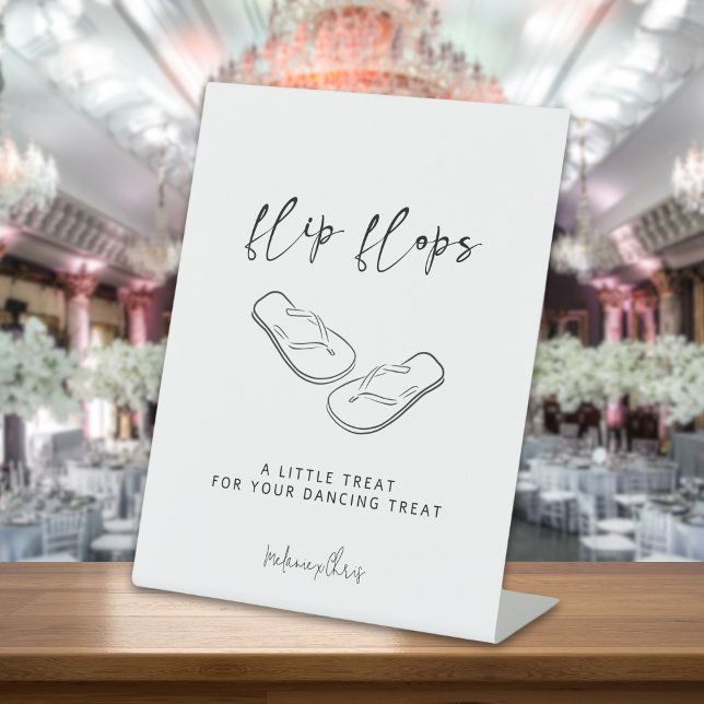 Modern Minimalist Wedding Flip Flop Dancing Feet  Pedestal Sign (Creator Uploaded)