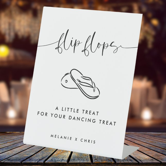 Modern Minimalist Wedding Flip Flop Dancing Feet  Pedestal Sign (Creator Uploaded)