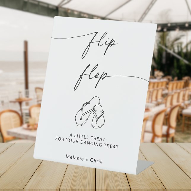 Modern Minimalist Wedding Flip Flop Dancing Feet  Pedestal Sign (Creator Uploaded)