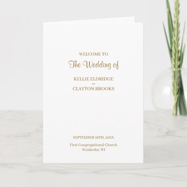 Modern Minimalist Wedding Folded Program (Front)