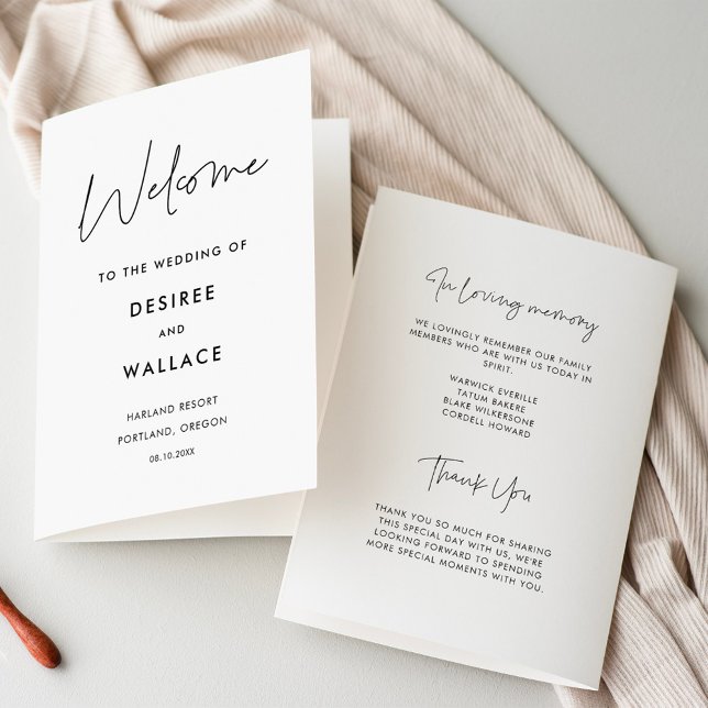 Modern minimalist wedding folded program (Creator Uploaded)