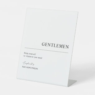 Modern Minimalist Wedding Gents Bathroom Pedestal Sign