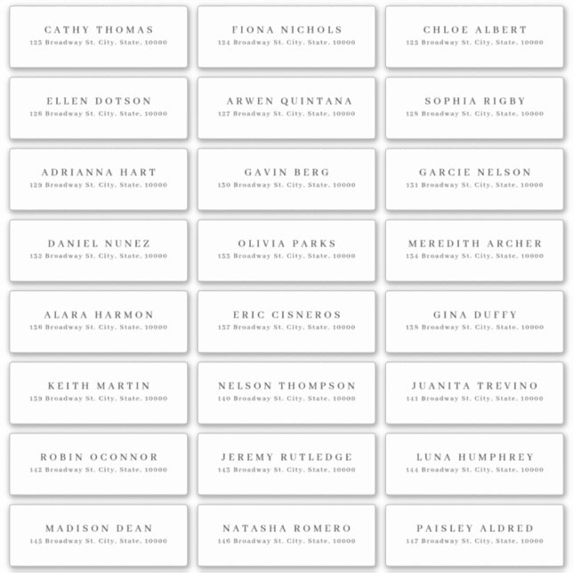 modern minimalist wedding guest address label (Front)