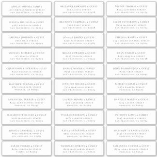 Modern Minimalist Wedding Guest Names Address