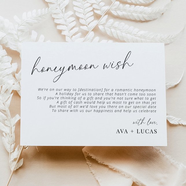 Modern Minimalist Wedding Honeymoon Fund Enclosure Card (Creator Uploaded)