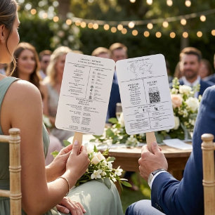 Modern Minimalist Wedding Infographic Program Hand Fan
