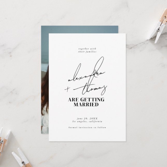 Modern Minimalist Wedding Invitation (Front/Back In Situ)