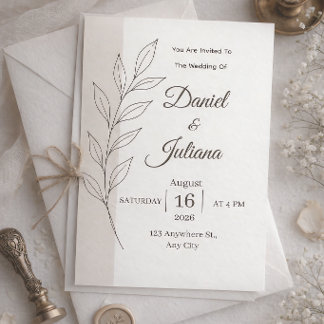 Modern Minimalist Wedding Invitation | Simple Bota