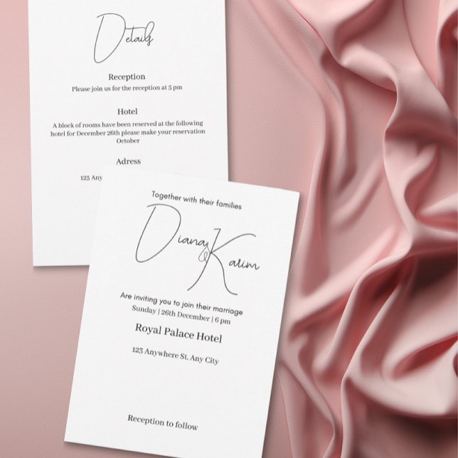 Modern Minimalist Wedding Invitation white  (Creator Uploaded)