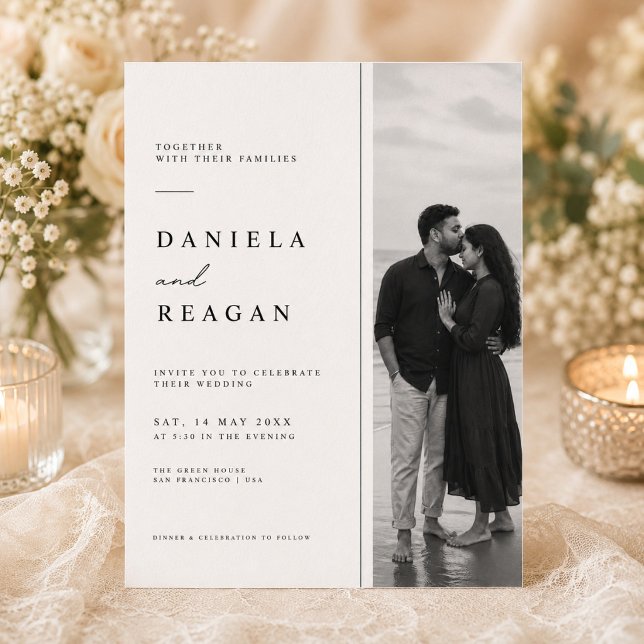 Modern Minimalist Wedding Invitation with Photo. (Creator Uploaded)