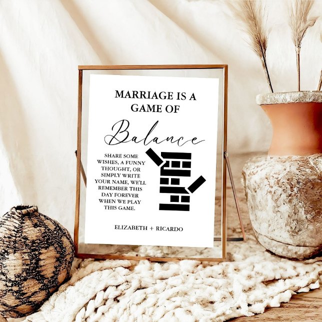 Modern Minimalist Wedding Jenga Guest Book Sign (Creator Uploaded)