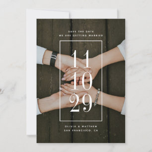 Modern Minimalist Wedding   Large Date & Photo Save The Date