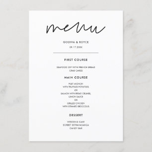 Modern Minimalist wedding Menu