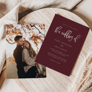 Modern Minimalist Wedding Merlot Invitation