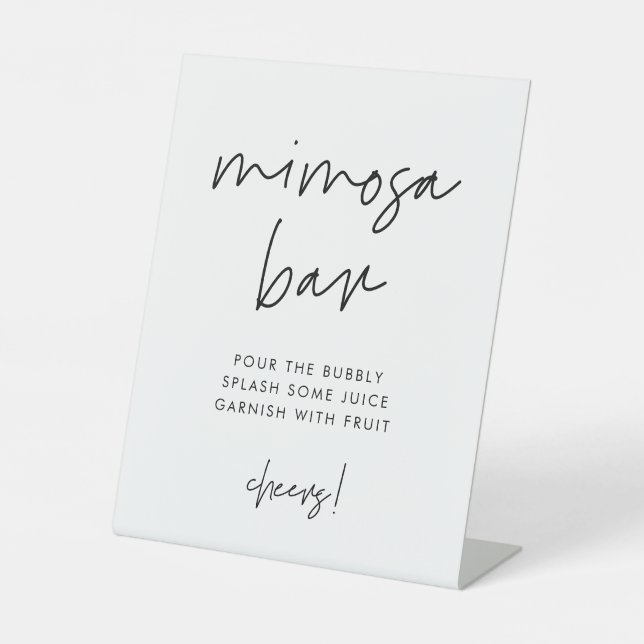 Modern Minimalist wedding Mimosa bar Pedestal Sign (Front)
