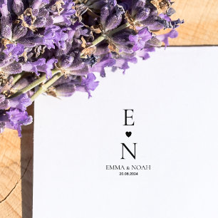 Modern Minimalist Wedding Monogram  Rubber Stamp