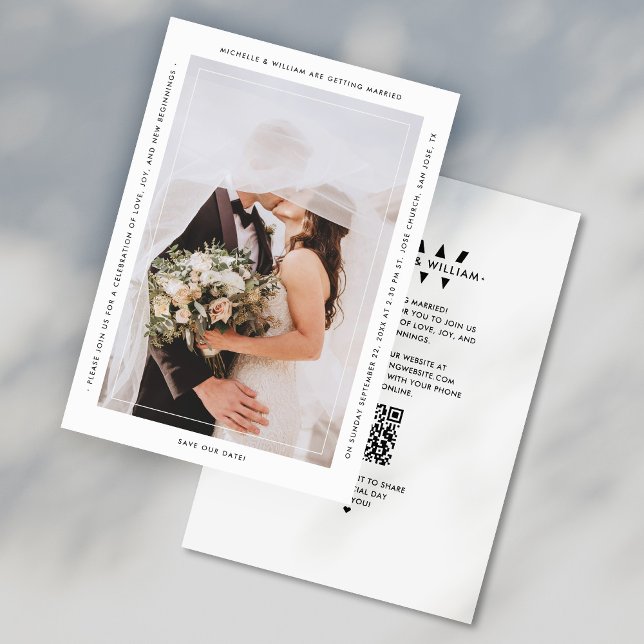 Modern Minimalist Wedding Monogram White Save The Date (Modern Minimalist Wedding Monogram White Save The Date
)