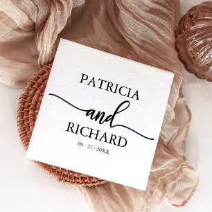 Modern Minimalist Wedding Napkins Bold Calligraphy