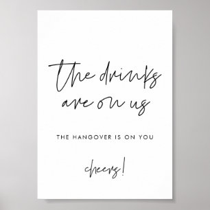 Modern Minimalist wedding Open bar sign