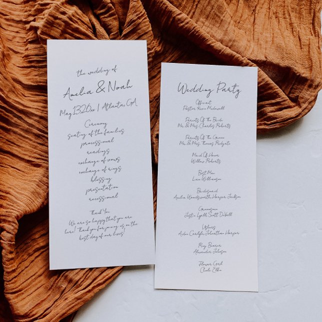 Modern Minimalist Wedding Order Of Events Program (Creator Uploaded)