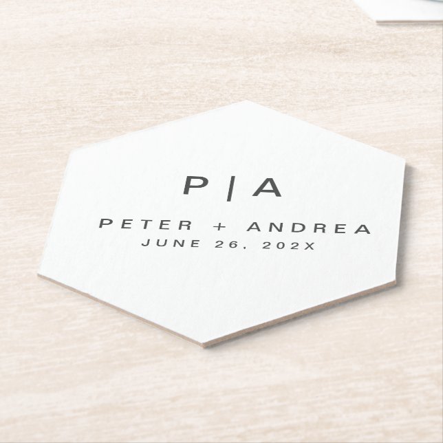 Modern Minimalist Wedding Paper Coaster (Angled)