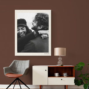 Modern Minimalist Wedding Photo and Date Elegant Canvas Print