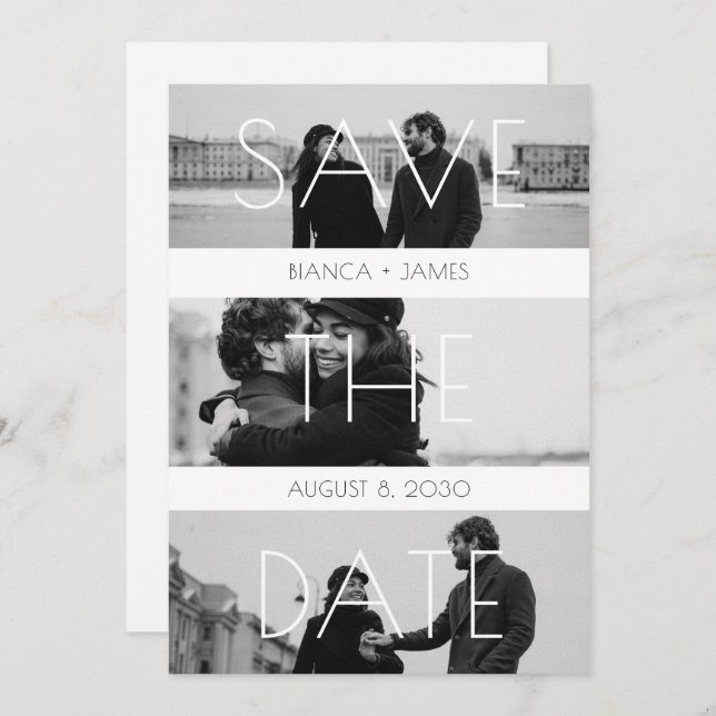 Modern minimalist wedding photo beautiful moments save the date (Front/Back)