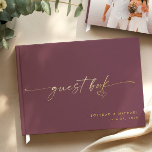 Modern Minimalist Wedding Photo Elegant Script Guest Book