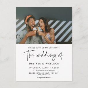 Modern minimalist wedding photo invitation postcard
