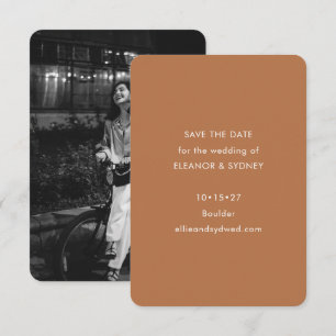 Modern Minimalist Wedding Photo Terracotta Save The Date