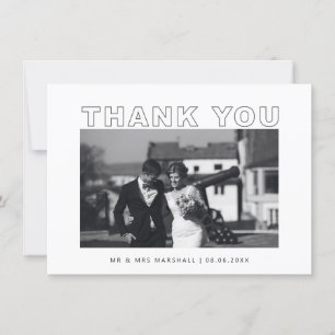 Modern Minimalist Wedding Photo Thank You Card