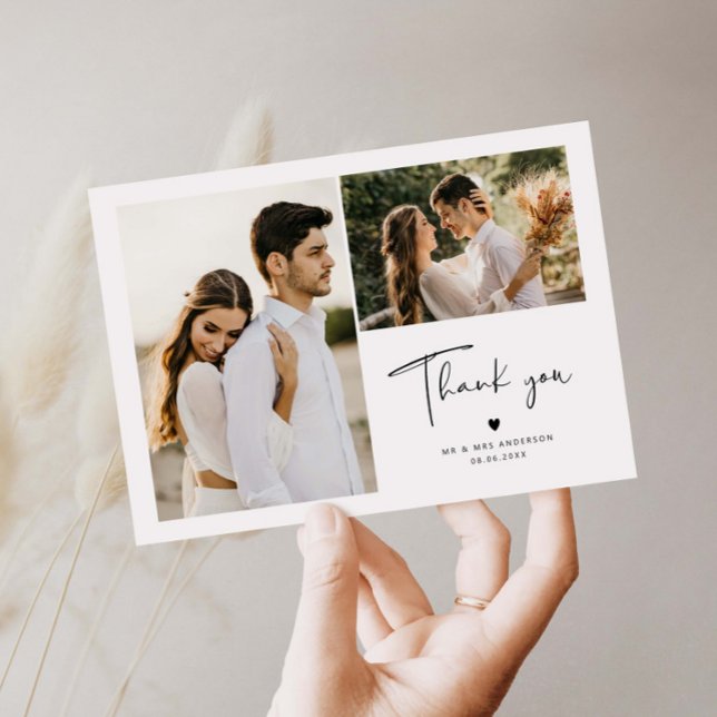 Modern Minimalist Wedding Photo Thank You Card (Creator Uploaded)