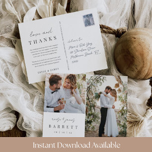 Modern Minimalist Wedding Photo Thank You Postcard