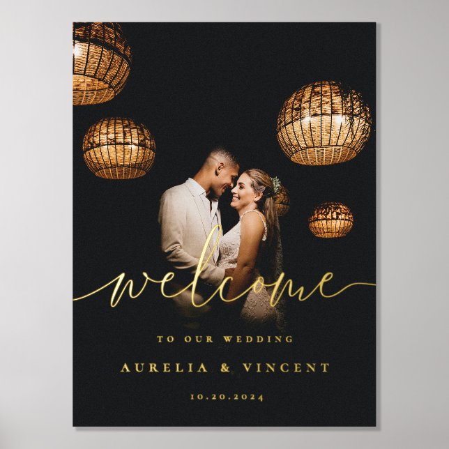 Modern Minimalist Wedding Photo Welcome Foil Prints (Front)