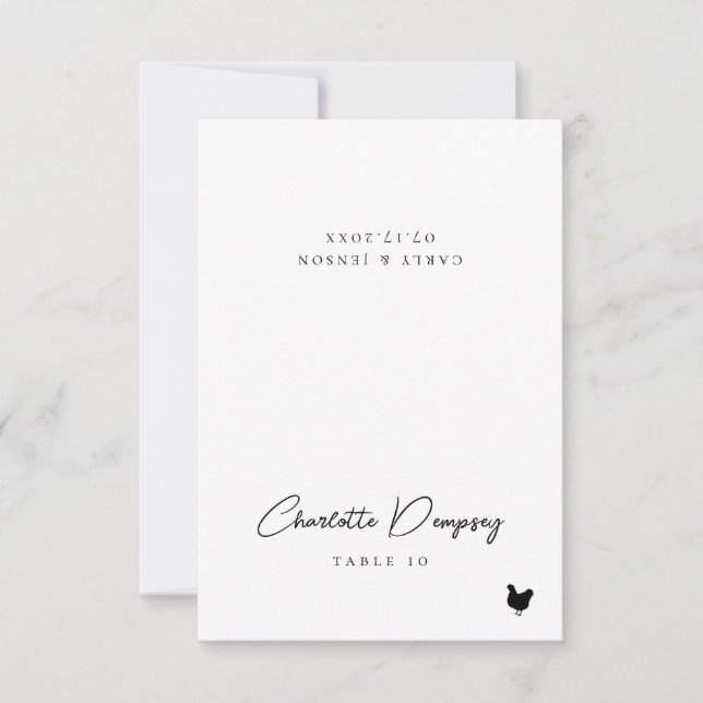 Modern Minimalist Wedding Place Card (Front)