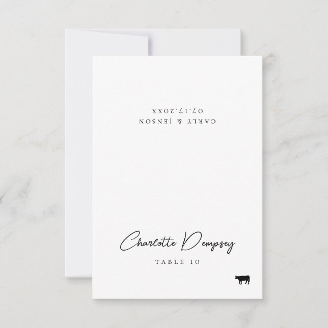 Modern Minimalist Wedding Place Card (Front)